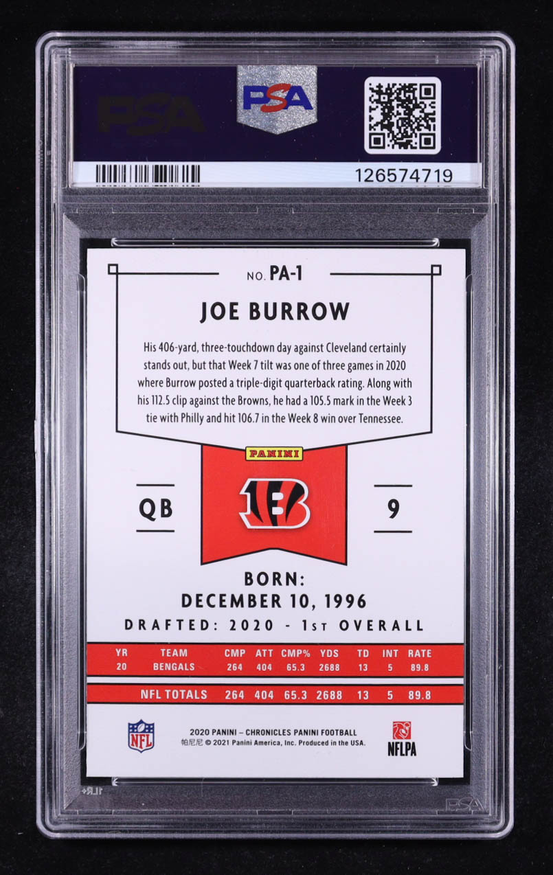 Joe Burrow 2020 Panini #1 RC (PSA 10) at PristineAuction.com Joe Burrow 2020 Panini #1 RC (PSA 10) at PristineAuction.com