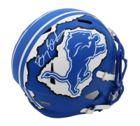 Barry Sanders Signed Lions Full-Size White Matte Ripped Alternate Speed Helmet (Radtke) at PristineAuction.com