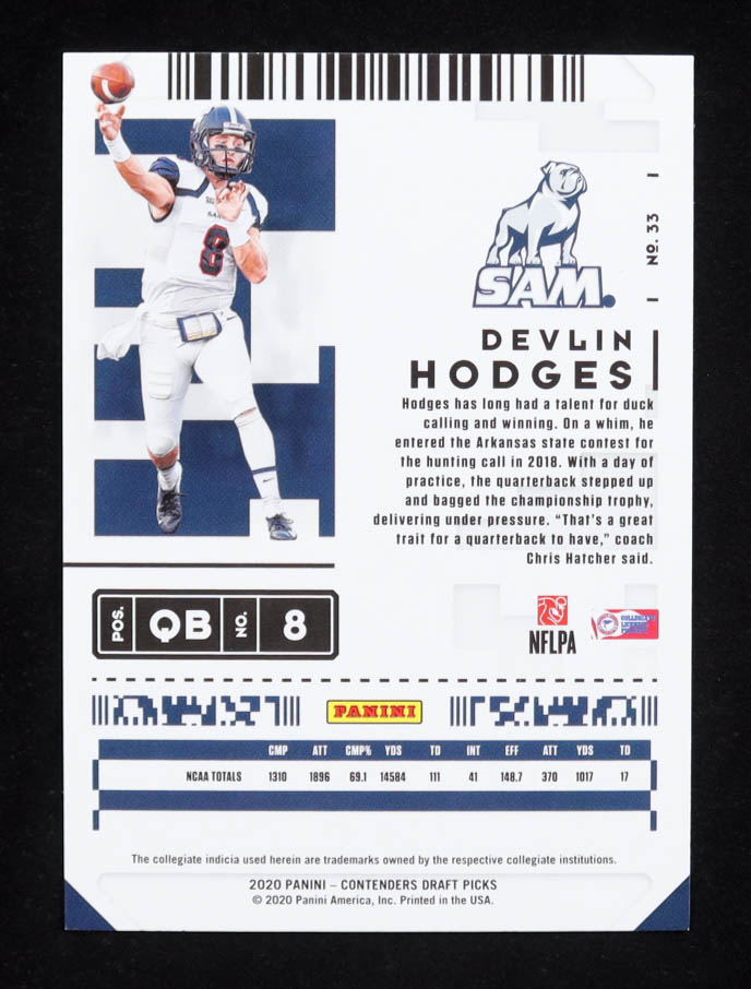 Devlin Hodges 2020 Panini Contenders Draft Picks #33 RC at PristineAuction.com Devlin Hodges 2020 Panini Contenders Draft Picks #33 RC at PristineAuction.com