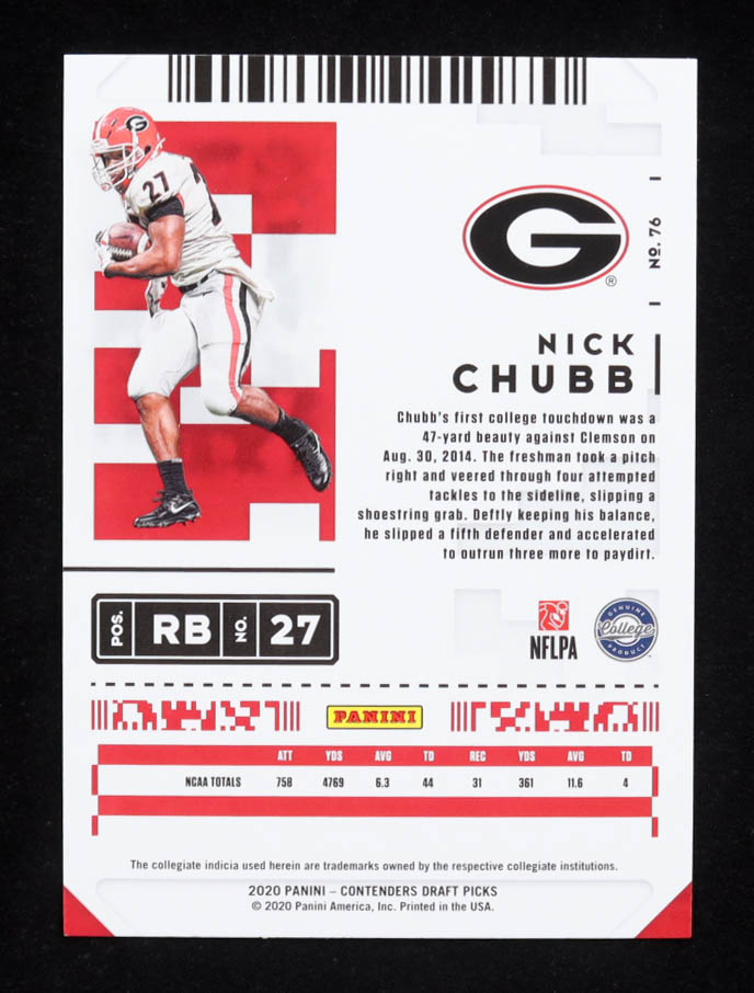 Nick Chubb 2020 Panini Contenders Draft Picks #76 at PristineAuction.com Nick Chubb 2020 Panini Contenders Draft Picks #76 at PristineAuction.com