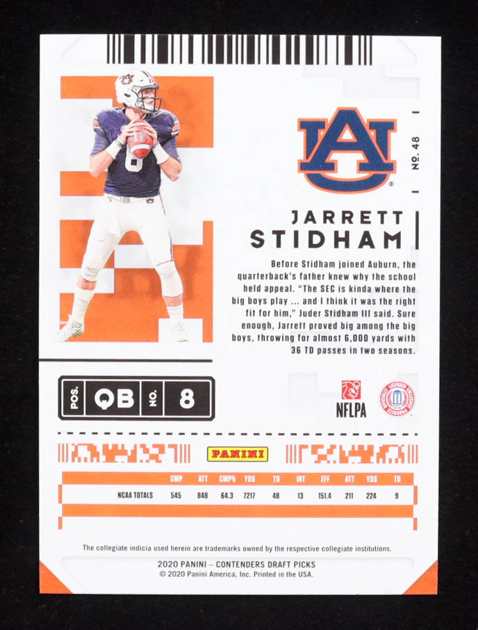 Jarrett Stidham 2020 Panini Contenders Draft Picks #48 at PristineAuction.com Jarrett Stidham 2020 Panini Contenders Draft Picks #48 at PristineAuction.com