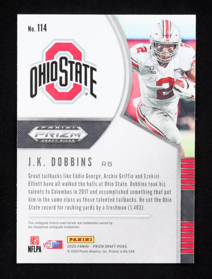 J. K. Dobbins 2020 Panini Prizm Draft Picks #114 RC at PristineAuction.com J. K. Dobbins 2020 Panini Prizm Draft Picks #114 RC at PristineAuction.com