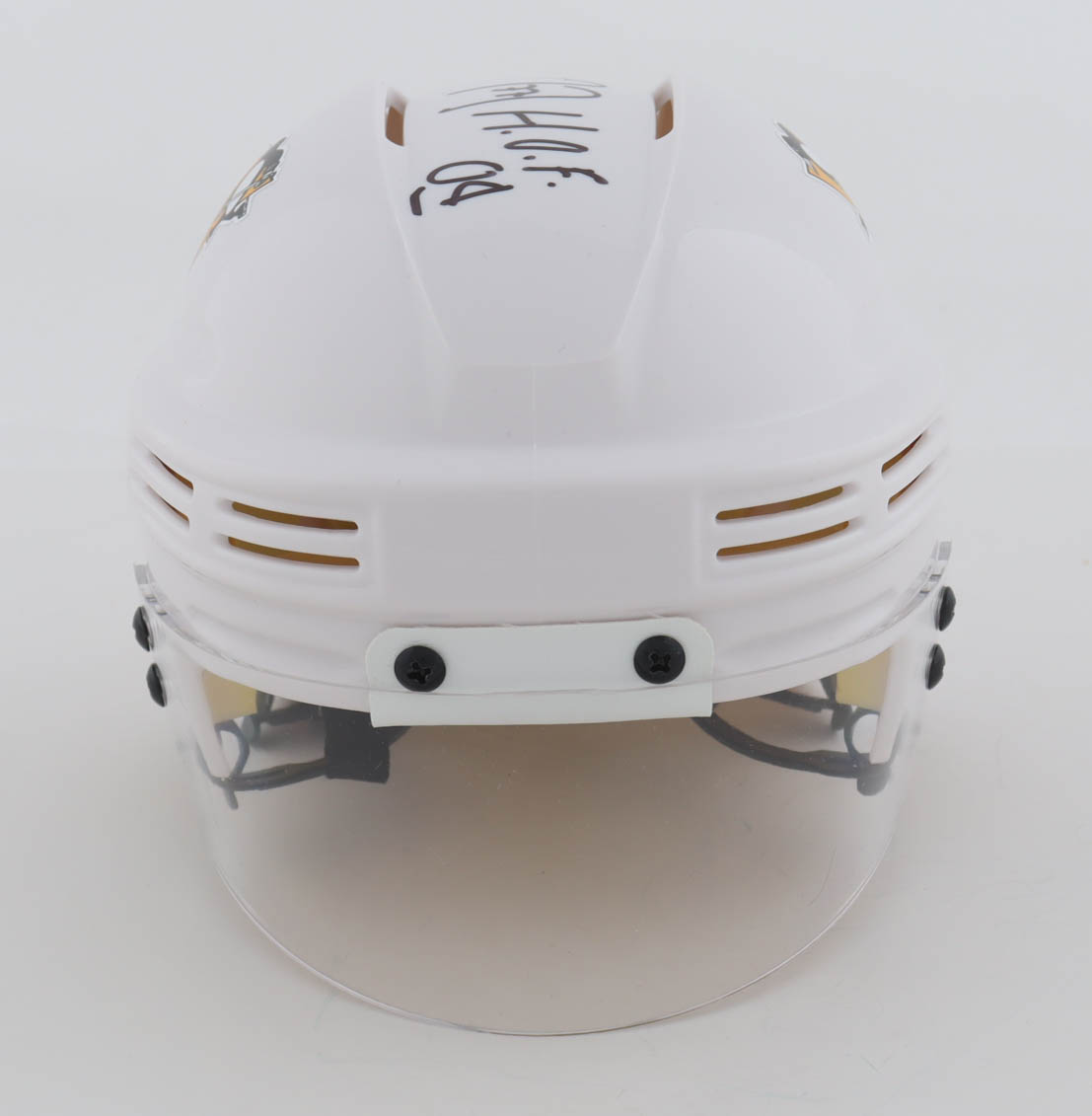 Paul Coffey Signed Penguins Mini Helmet Inscribed "H.O.F. 04" (JSA) at PristineAuction.com Paul Coffey Signed Penguins Mini Helmet Inscribed "H.O.F. 04" (JSA) at PristineAuction.com