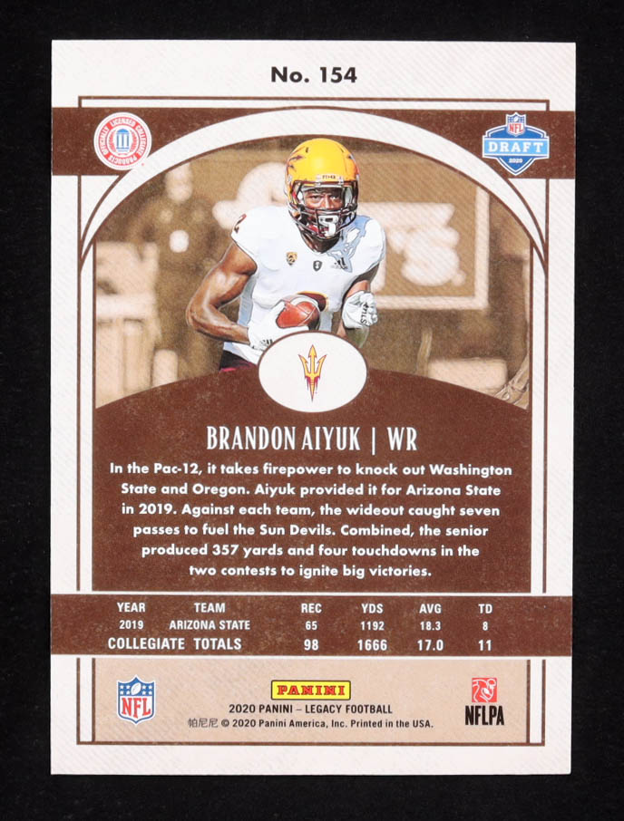 Brandon Aiyuk 2020 Panini Legacy Red #154 #85/299 RC at PristineAuction.com Brandon Aiyuk 2020 Panini Legacy Red #154 #85/299 RC at PristineAuction.com