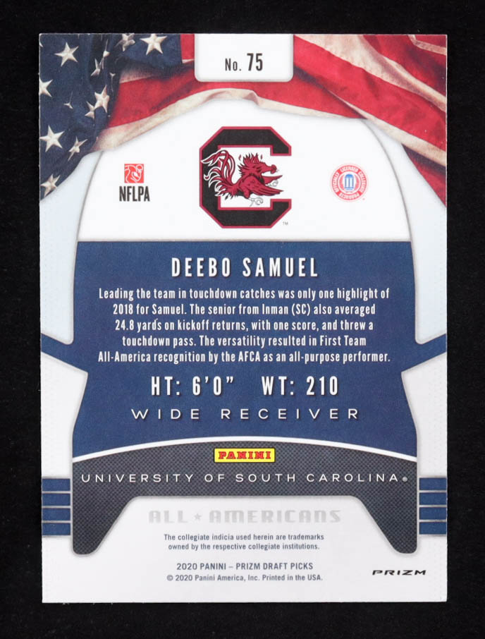 Deebo Samuel 2020 Panini Prizm Draft Picks Prizms Red #75 AA at PristineAuction.com Deebo Samuel 2020 Panini Prizm Draft Picks Prizms Red #75 AA at PristineAuction.com