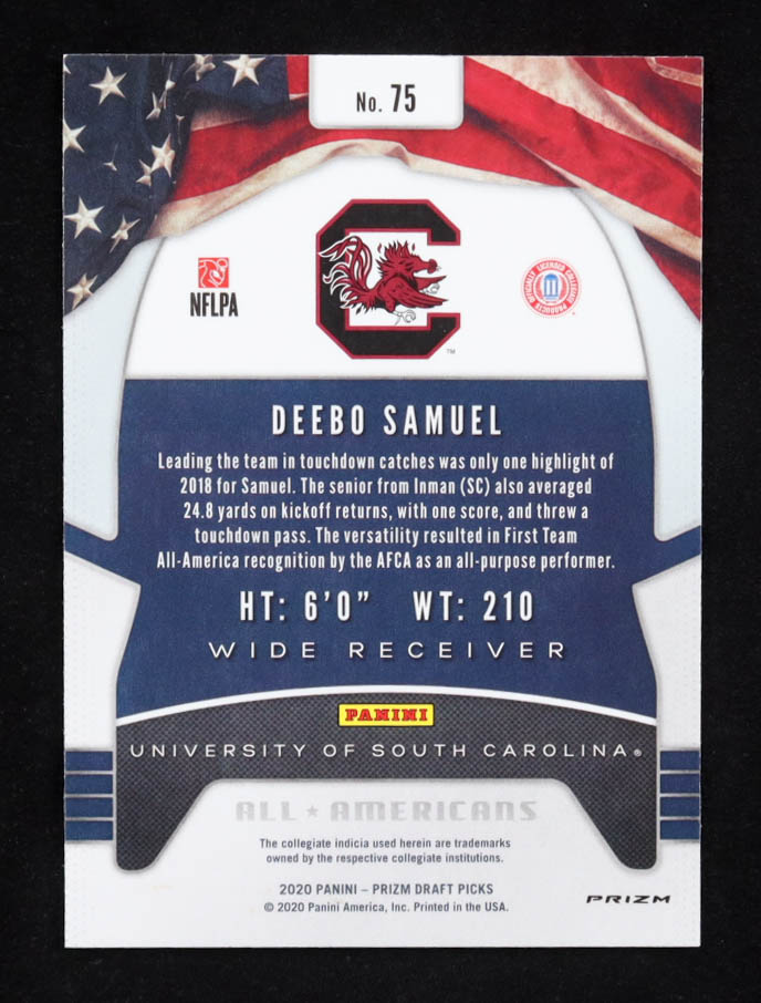 Deebo Samuel 2020 Panini Prizm Draft Picks Prizms Silver #75 AA at PristineAuction.com Deebo Samuel 2020 Panini Prizm Draft Picks Prizms Silver #75 AA at PristineAuction.com