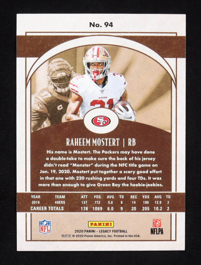 Raheem Mostert 2020 Panini Legacy Yellow #94 #133/150 at PristineAuction.com Raheem Mostert 2020 Panini Legacy Yellow #94 #133/150 at PristineAuction.com