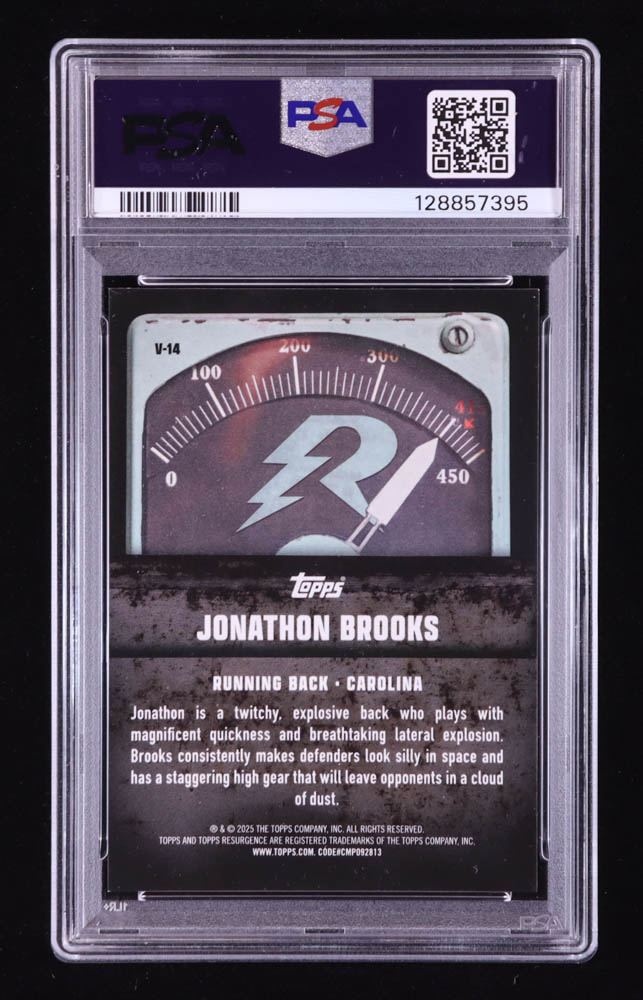 Jonathon Brooks 2024 Topps Resurgence Voltaic Orange Power Surge #V14 #09/25 RC (PSA 9) at PristineAuction.com Jonathon Brooks 2024 Topps Resurgence Voltaic Orange Power Surge #V14 #09/25 RC (PSA 9) at PristineAuction.com