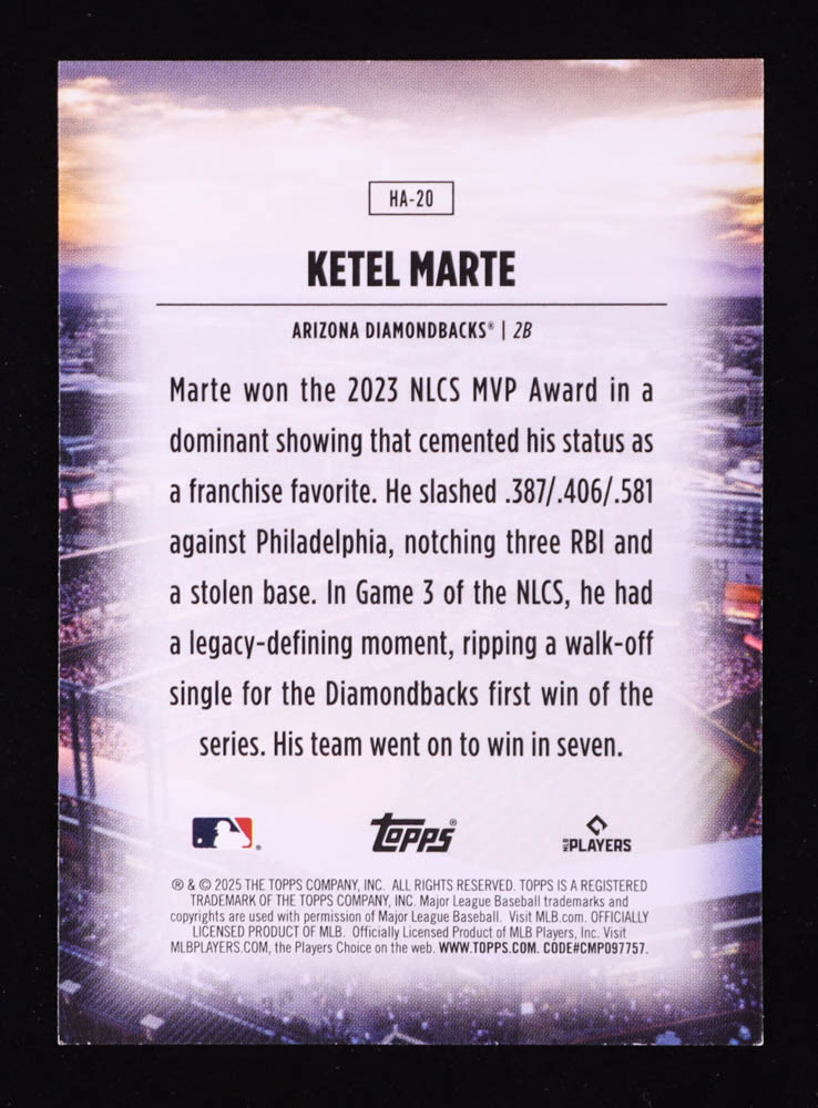 Ketel Marte 2025 Topps Home Field Advantage #HA20 at PristineAuction.com Ketel Marte 2025 Topps Home Field Advantage #HA20 at PristineAuction.com