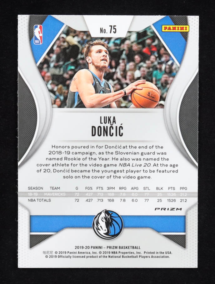 Luka Doncic 2019-20 Panini Prizm Prizms Silver #75 at PristineAuction.com Luka Doncic 2019-20 Panini Prizm Prizms Silver #75 at PristineAuction.com