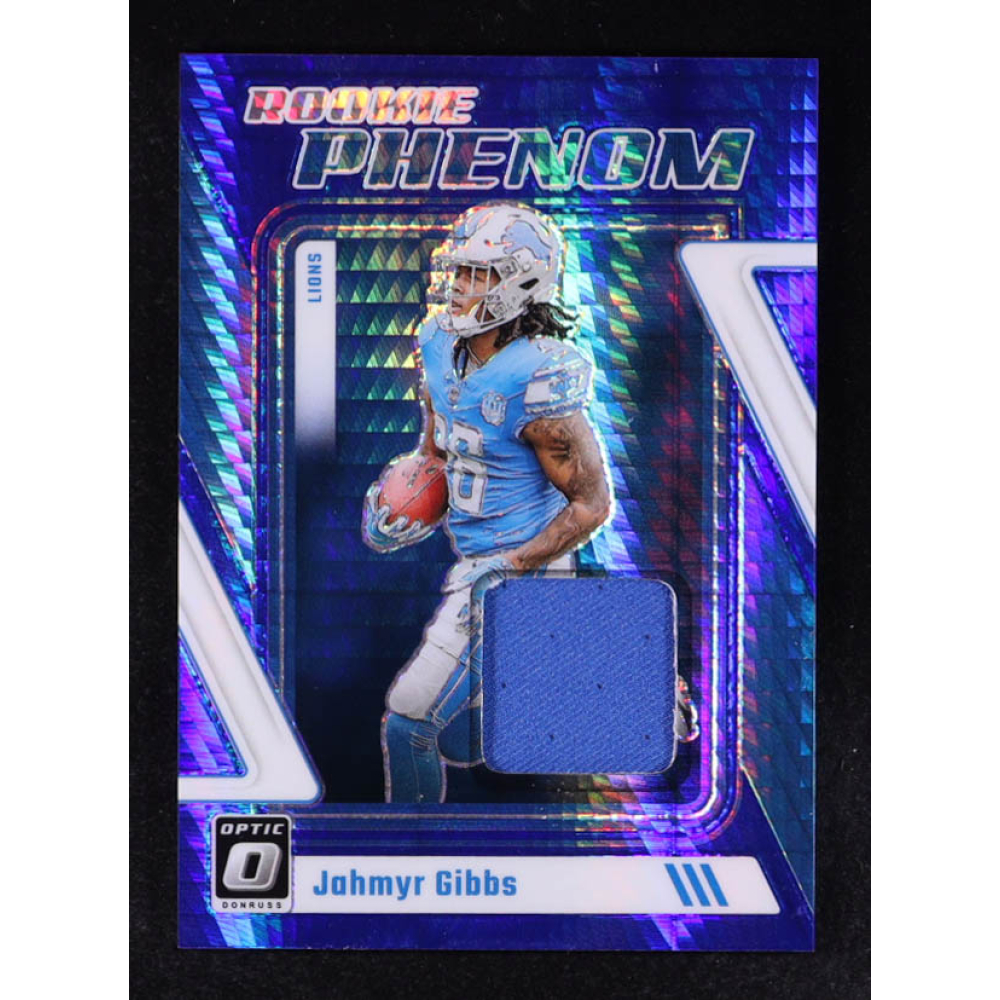 Jahmyr Gibbs 2023 Panini Donruss Optic Rookie Phenom Blue Hyper #RP-JG RC at PristineAuction.com