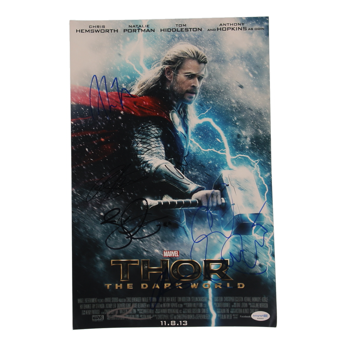 "Thor: The Dark World" 11x17 Poster Signed by (7) with Alan Taylor, Chris Hemsworth, Jaimie Alexander, Rene Russo (ACOA) at PristineAuction.com "Thor: The Dark World" 11x17 Poster Signed by (7) with Alan Taylor, Chris Hemsworth, Jaimie Alexander, Rene Russo (ACOA) at PristineAuction.com
