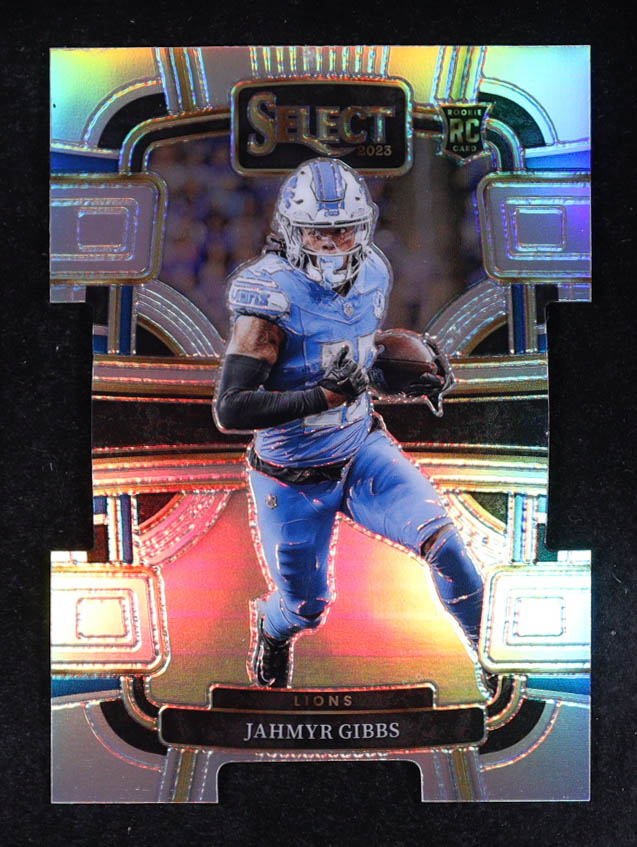 Jahmyr Gibbs 2023 Panini Select Silver Die-Cut Prizm #34 RC at PristineAuction.com Jahmyr Gibbs 2023 Panini Select Silver Die-Cut Prizm #34 RC at PristineAuction.com