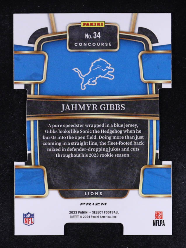 Jahmyr Gibbs 2023 Panini Select Silver Die-Cut Prizm #34 RC at PristineAuction.com Jahmyr Gibbs 2023 Panini Select Silver Die-Cut Prizm #34 RC at PristineAuction.com