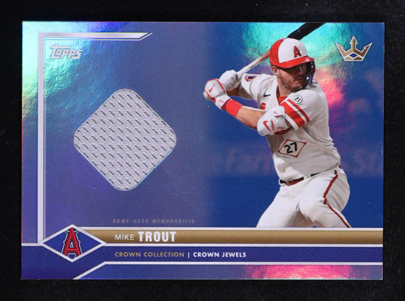 Mike Trout 2022 Topps Crown Collection Crown Jewels MEM #22 #100/150 at PristineAuction.com Mike Trout 2022 Topps Crown Collection Crown Jewels MEM #22 #100/150 at PristineAuction.com