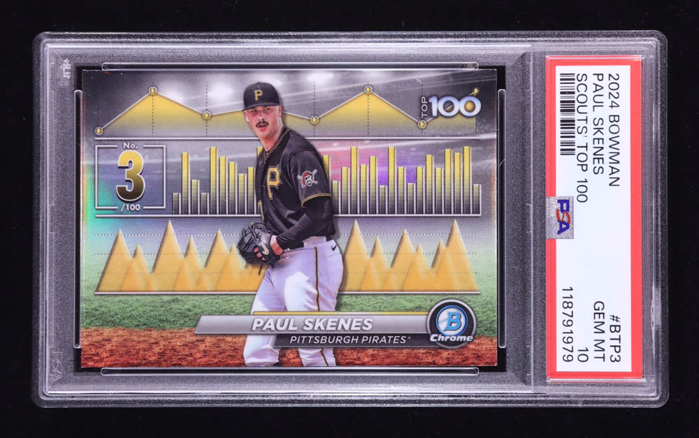 Paul Skenes 2024 Bowman Chrome Scouts Top 100 #BTP3 RC (PSA 10) at PristineAuction.com Paul Skenes 2024 Bowman Chrome Scouts Top 100 #BTP3 RC (PSA 10) at PristineAuction.com