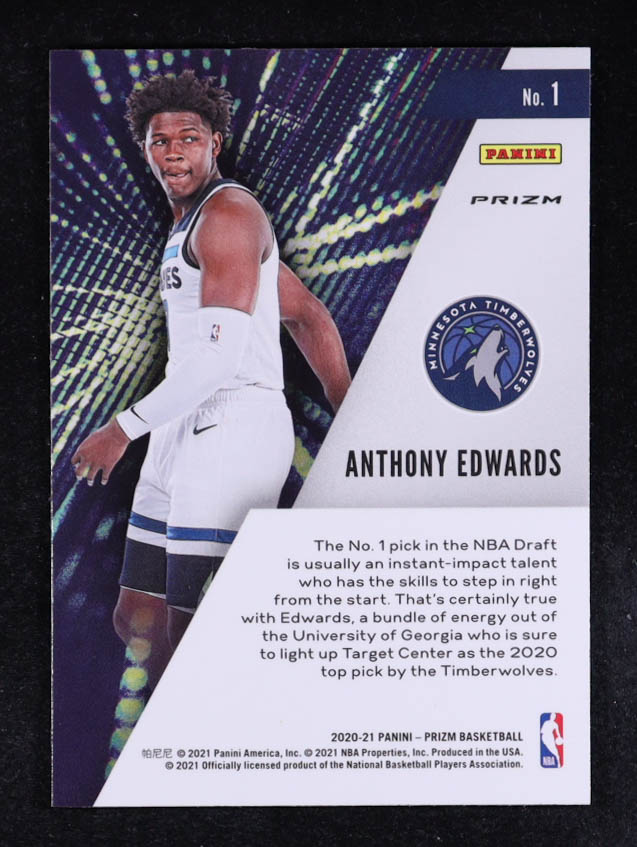 Anthony Edwards 2020-21 Panini Prizm Instant Impact Prizms Silver #1 RC at PristineAuction.com Anthony Edwards 2020-21 Panini Prizm Instant Impact Prizms Silver #1 RC at PristineAuction.com