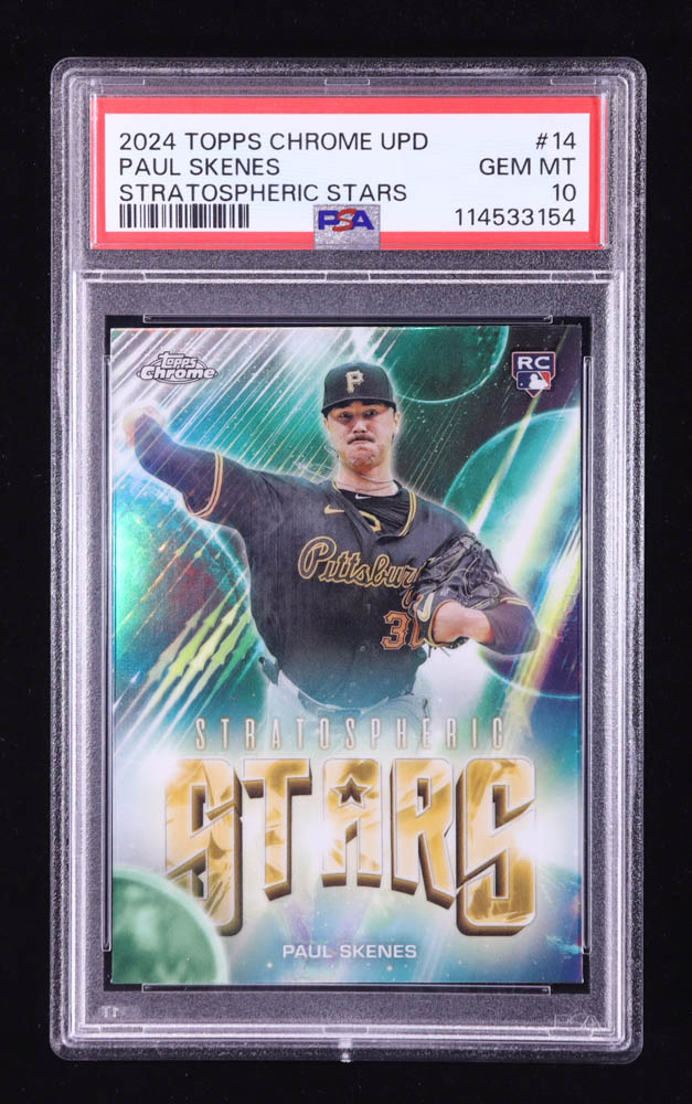 Paul Skenes 2024 Topps Chrome Update Stratospheric Stars #SSC14 RC (PSA 10) at PristineAuction.com Paul Skenes 2024 Topps Chrome Update Stratospheric Stars #SSC14 RC (PSA 10) at PristineAuction.com