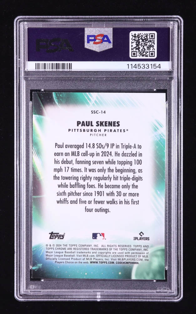 Paul Skenes 2024 Topps Chrome Update Stratospheric Stars #SSC14 RC (PSA 10) at PristineAuction.com Paul Skenes 2024 Topps Chrome Update Stratospheric Stars #SSC14 RC (PSA 10) at PristineAuction.com