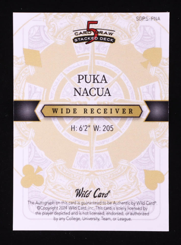 Puka Nacua 2024 Wild Card 5 Card Draw Stacked Deck Queen of Spades Autographs Prismatic Gold #PNA #1/1 at PristineAuction.com Puka Nacua 2024 Wild Card 5 Card Draw Stacked Deck Queen of Spades Autographs Prismatic Gold #PNA #1/1 at PristineAuction.com