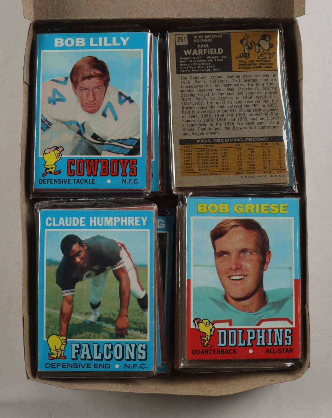 1971 Topps Football Cello Fun Pack Vending Box with (20) Packs at PristineAuction.com 1971 Topps Football Cello Fun Pack Vending Box with (20) Packs at PristineAuction.com