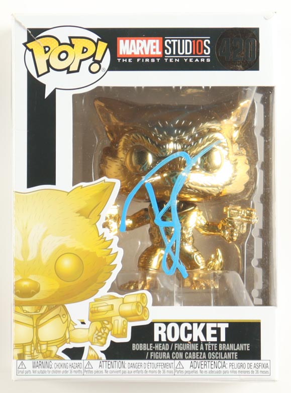 Bradley Cooper Signed "Marvel Studios: The First Ten Years" #420 Rocket Bobble-Head Funko Pop! Vinyl Figure (ACOA) at PristineAuction.com Bradley Cooper Signed "Marvel Studios: The First Ten Years" #420 Rocket Bobble-Head Funko Pop! Vinyl Figure (ACOA) at PristineAuction.com