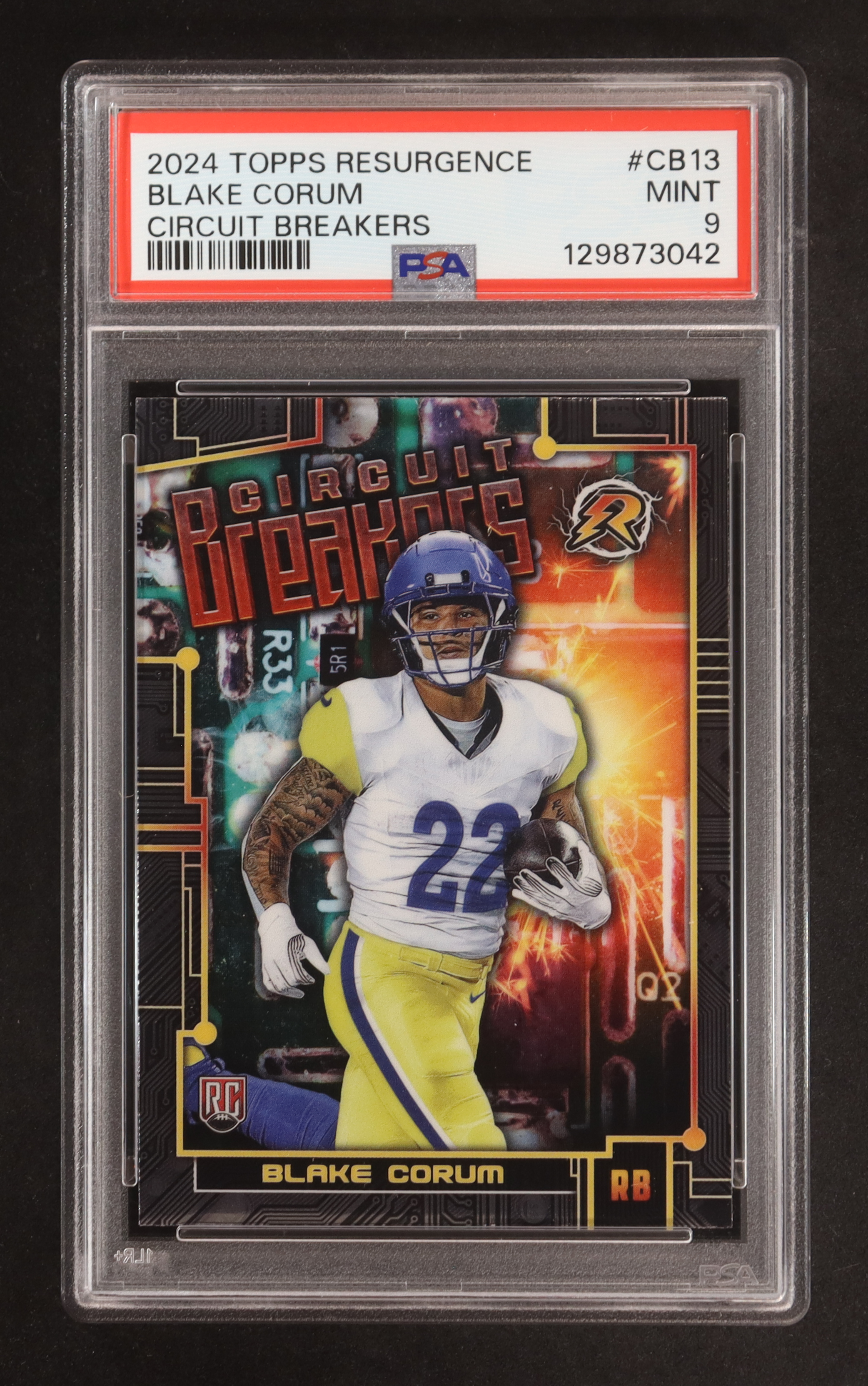 Blake Corum 2024 Topps Resurgence Circuit Breakers #CB13 RC (PSA 9) at PristineAuction.com Blake Corum 2024 Topps Resurgence Circuit Breakers #CB13 RC (PSA 9) at PristineAuction.com
