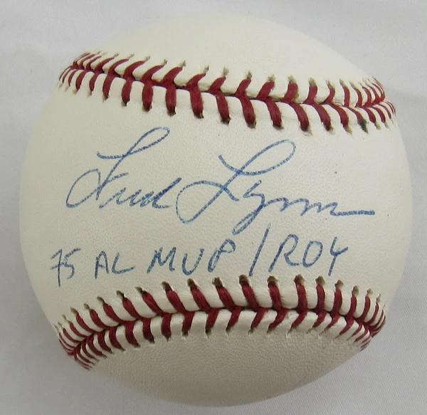Fred Lynn Signed OML Baseball Inscribed "75 AL MVP / ROY" (Tristar) at PristineAuction.com Fred Lynn Signed OML Baseball Inscribed "75 AL MVP / ROY" (Tristar) at PristineAuction.com