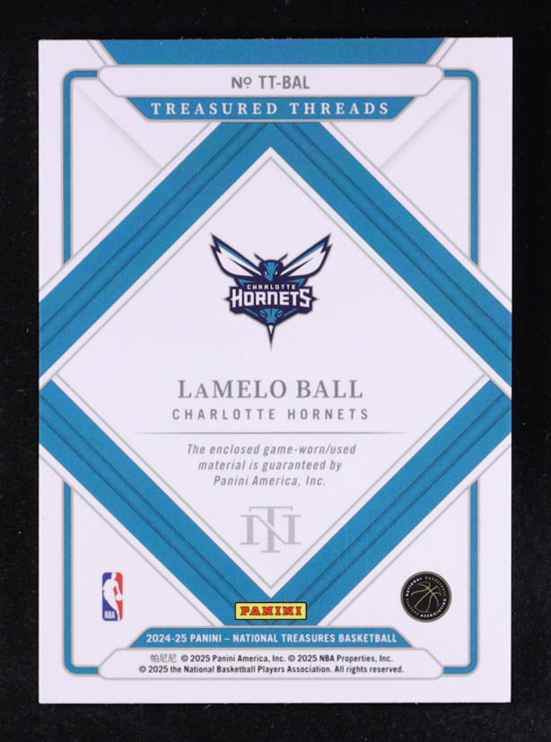 LaMelo Ball 2024-25 Panini National Treasures Treasure Threads #TT-BAL #59/99 at PristineAuction.com LaMelo Ball 2024-25 Panini National Treasures Treasure Threads #TT-BAL #59/99 at PristineAuction.com