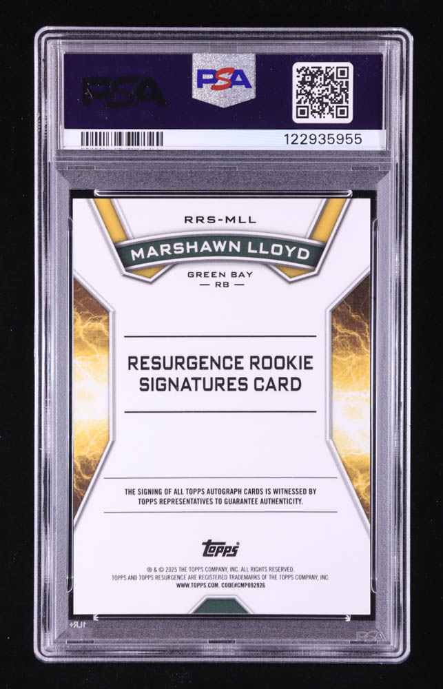 Marshawn Lloyd 2024 Topps Resurgence Resurgence Rookie Signatures #RRSMLL RC (PSA 10 | Auto 9) at PristineAuction.com Marshawn Lloyd 2024 Topps Resurgence Resurgence Rookie Signatures #RRSMLL RC (PSA 10 | Auto 9) at PristineAuction.com