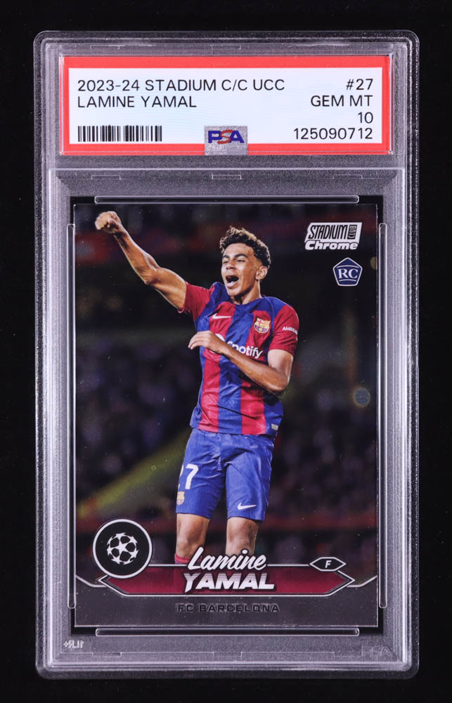 Lamine Yamal 2023-24 Stadium Club Chrome UEFA Champions League #27 RC (PSA 10) at PristineAuction.com Lamine Yamal 2023-24 Stadium Club Chrome UEFA Champions League #27 RC (PSA 10) at PristineAuction.com