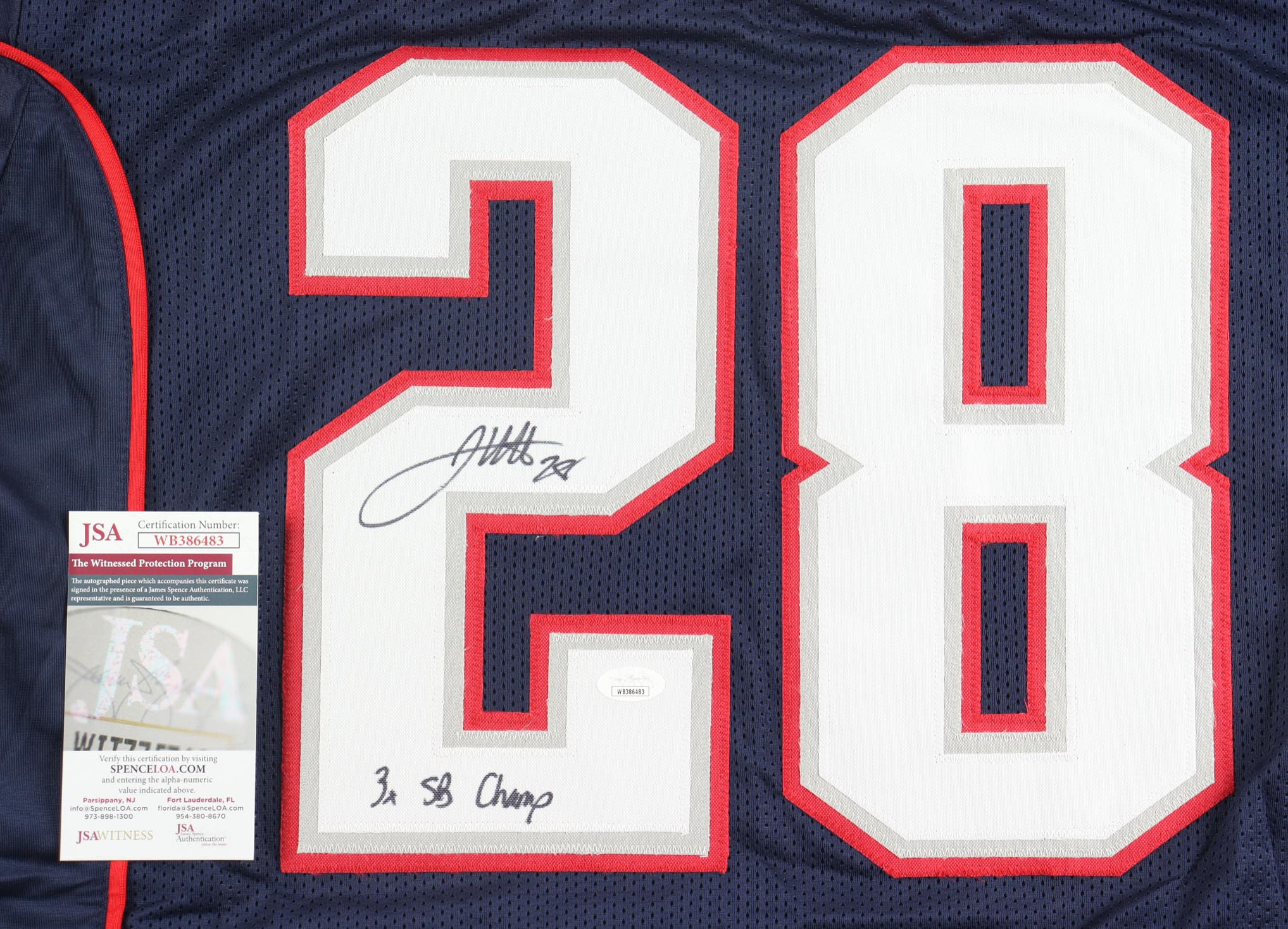 James White Signed Jersey Inscribed "3x SB Champ" (JSA) at PristineAuction.com James White Signed Jersey Inscribed "3x SB Champ" (JSA) at PristineAuction.com