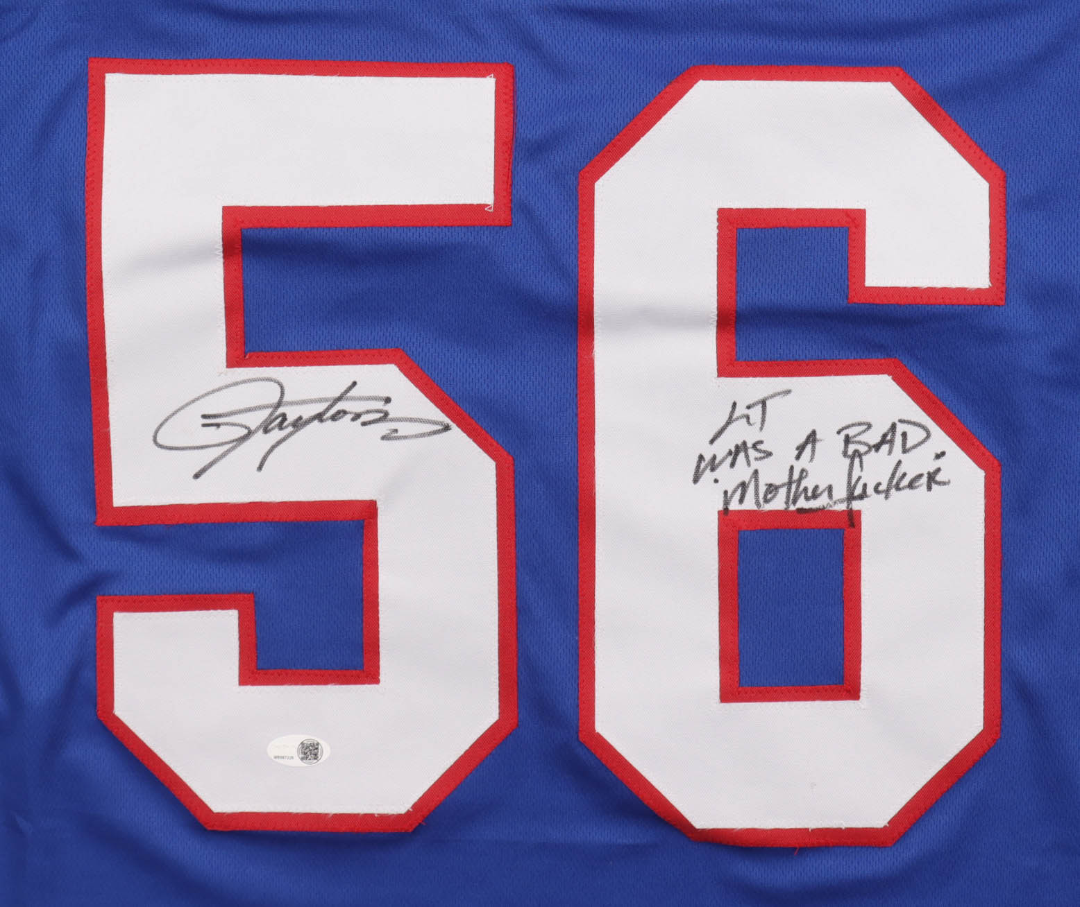 Lawrence Taylor Signed Jersey Inscribed "LT Was A Bad Mother*****" (JSA) at PristineAuction.com Lawrence Taylor Signed Jersey Inscribed "LT Was A Bad Mother*****" (JSA) at PristineAuction.com