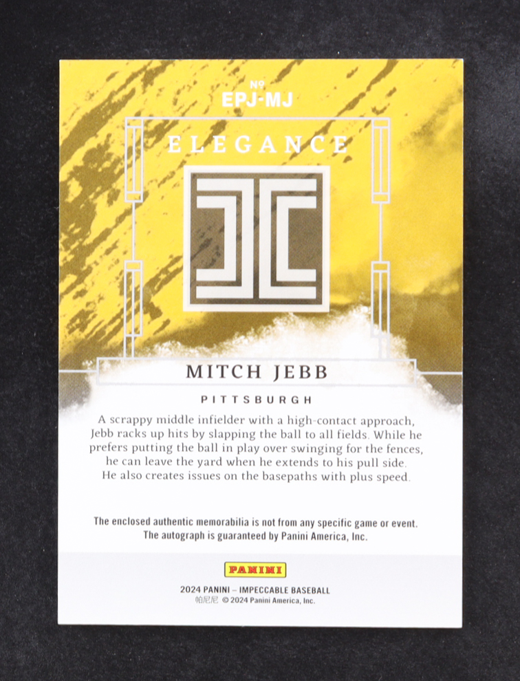 Mitch Jebb 2024 Panini Impeccable Elegance Prospect Jersey Autographs #74 RC #36/99 at PristineAuction.com Mitch Jebb 2024 Panini Impeccable Elegance Prospect Jersey Autographs #74 RC #36/99 at PristineAuction.com