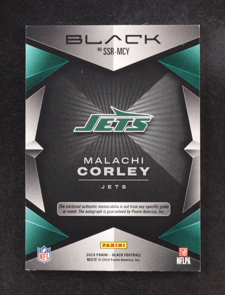 Malachi Corley 2024 Panini Black Sizeable Signatures Royal Jersey #SSR-MCY RC #23/50 at PristineAuction.com Malachi Corley 2024 Panini Black Sizeable Signatures Royal Jersey #SSR-MCY RC #23/50 at PristineAuction.com