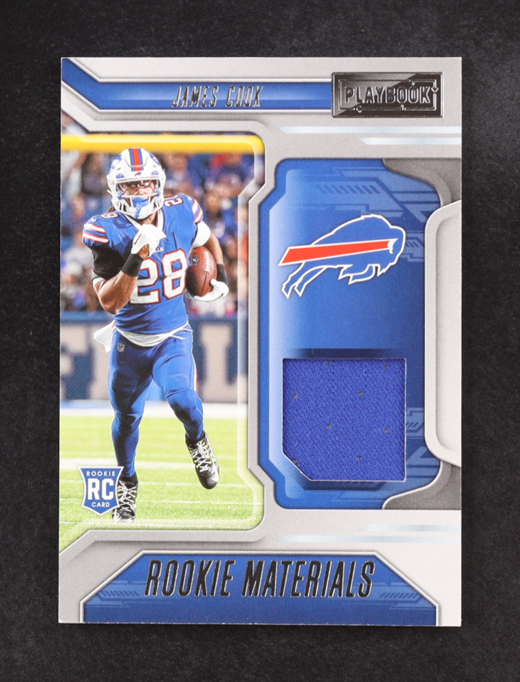 James Cook 2022 Panini Playbook Rookie Materials #RM-15 RC at PristineAuction.com James Cook 2022 Panini Playbook Rookie Materials #RM-15 RC at PristineAuction.com
