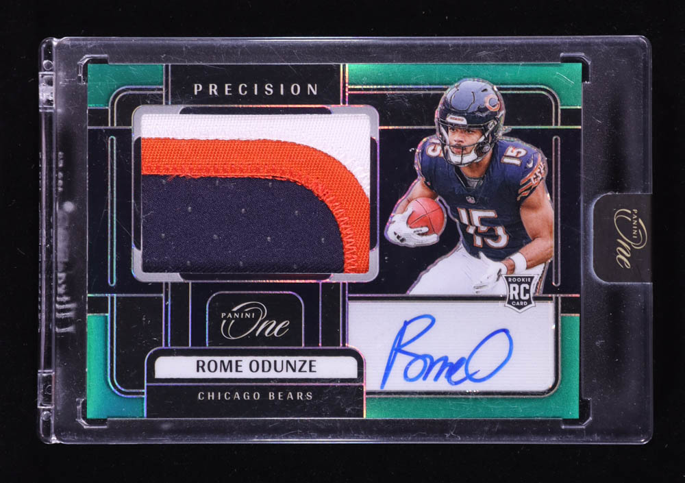 Rome Odunze 2024 Panini One Precision Rookie Patch Autographs Green #304 RC #03/40 at PristineAuction.com Rome Odunze 2024 Panini One Precision Rookie Patch Autographs Green #304 RC #03/40 at PristineAuction.com