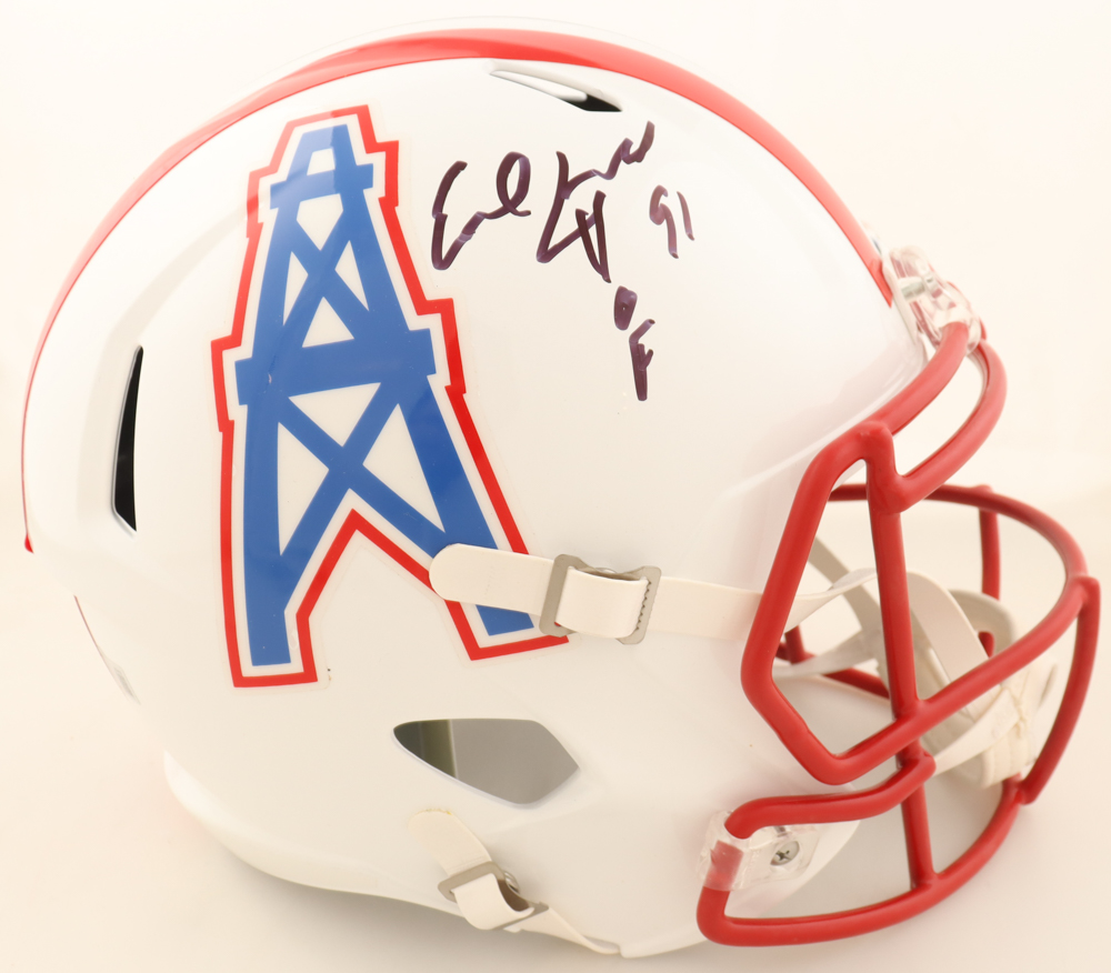 Earl Campbell Signed Oilers Full-Size Throwback Speed Helmet Inscribed "HOF 91" (Beckett) at PristineAuction.com Earl Campbell Signed Oilers Full-Size Throwback Speed Helmet Inscribed "HOF 91" (Beckett) at PristineAuction.com