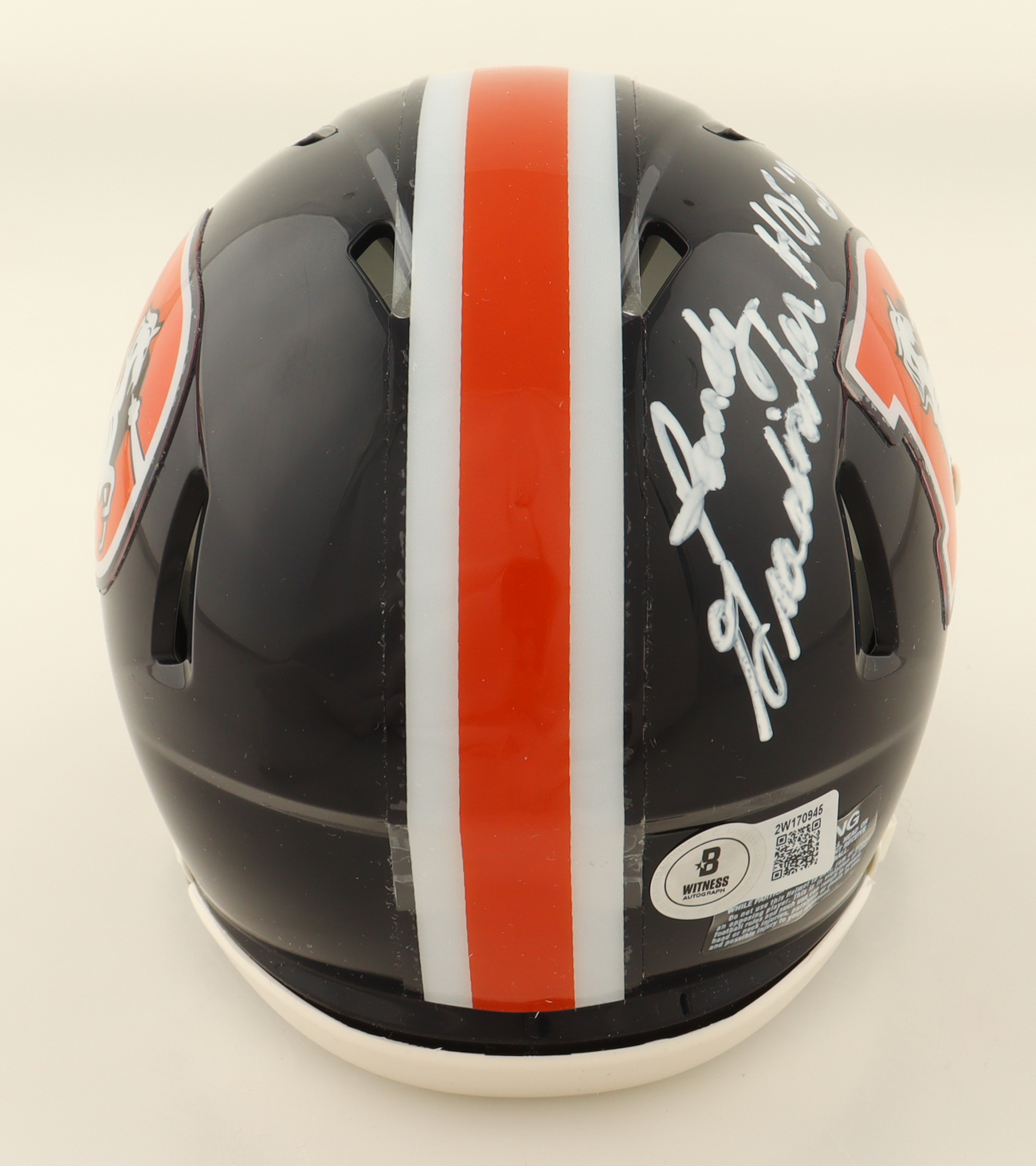 Randy Gradishar Signed Broncos Throwback Speed Mini Helmet Inscribed "HOF 24" (Beckett) at PristineAuction.com Randy Gradishar Signed Broncos Throwback Speed Mini Helmet Inscribed "HOF 24" (Beckett) at PristineAuction.com