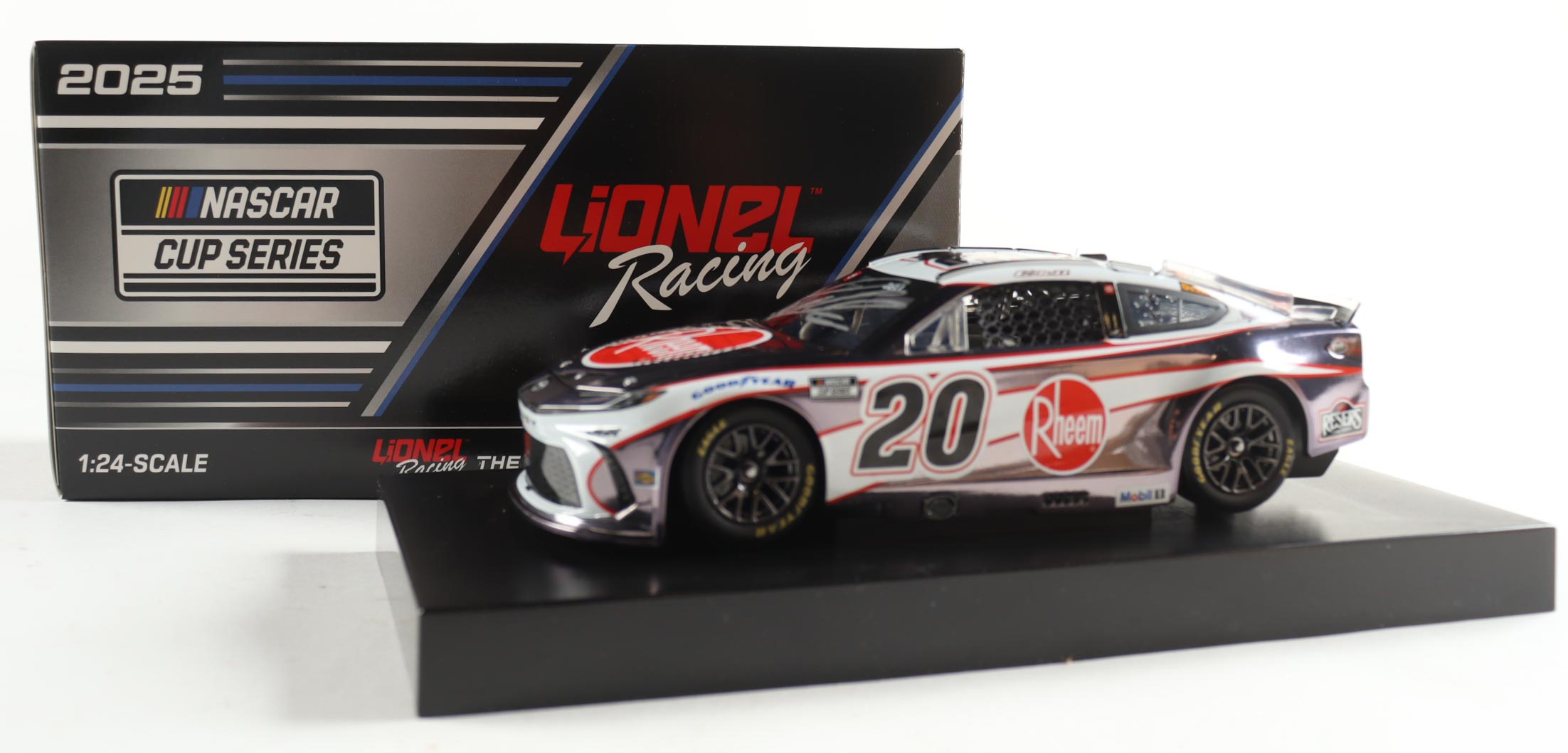 Christopher Bell Signed 2025 #20 Rheem Camry Color Chrome | 1:24 Diecast Car (Bell COA) at PristineAuction.com Christopher Bell Signed 2025 #20 Rheem Camry Color Chrome | 1:24 Diecast Car (Bell COA) at PristineAuction.com
