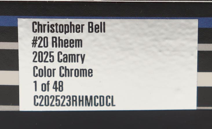 Christopher Bell Signed 2025 #20 Rheem Camry Color Chrome | 1:24 Diecast Car (Bell COA) at PristineAuction.com Christopher Bell Signed 2025 #20 Rheem Camry Color Chrome | 1:24 Diecast Car (Bell COA) at PristineAuction.com