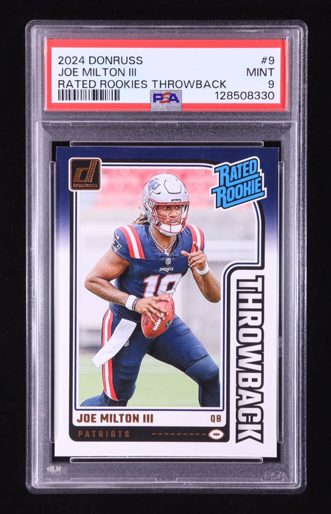 Joe Milton III 2024 Donruss Rated Rookies Throwback #9 RC (PSA 9) at PristineAuction.com Joe Milton III 2024 Donruss Rated Rookies Throwback #9 RC (PSA 9) at PristineAuction.com