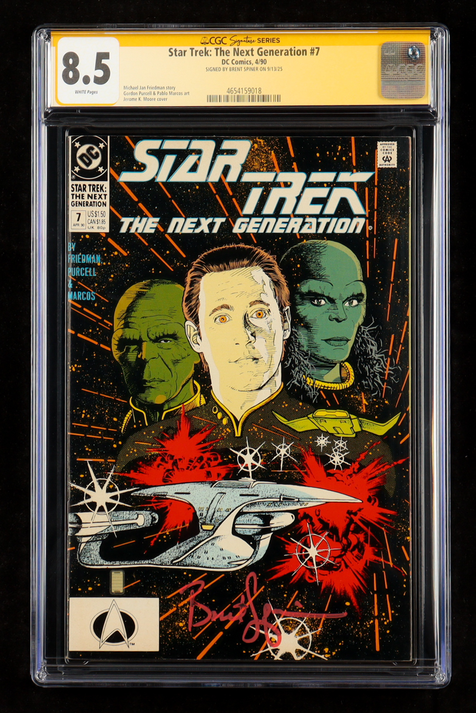 Brent Spiner Signed 1990 "Star Trek: The Next Generation" #7 DC Comic Book (CGC 8.5) at PristineAuction.com Brent Spiner Signed 1990 "Star Trek: The Next Generation" #7 DC Comic Book (CGC 8.5) at PristineAuction.com