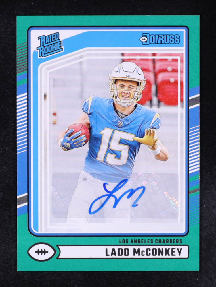 Ladd McConkey 2024 Donruss Rated Rookies Autographs Green #328 RC