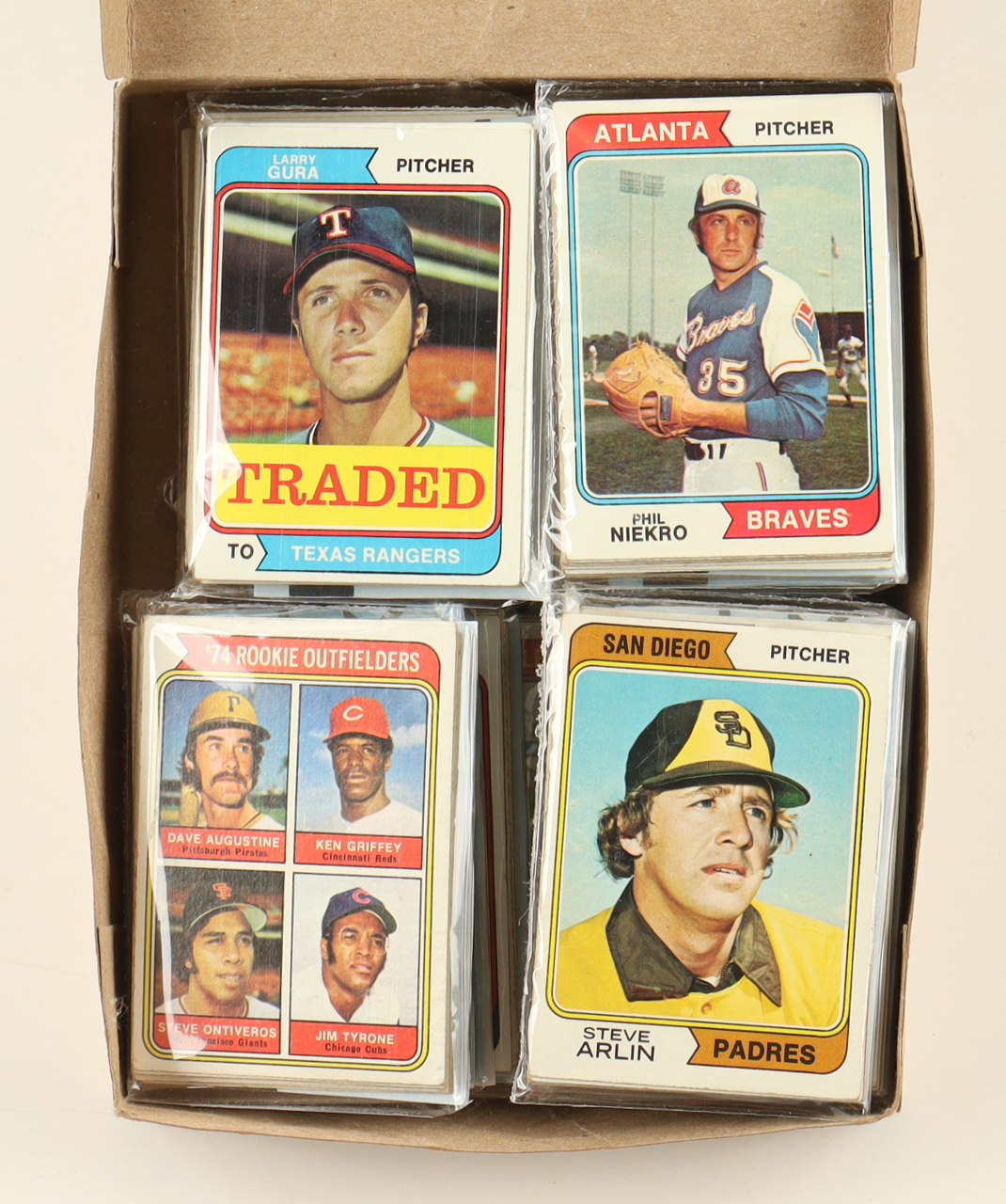 1974 Topps Baseball Cello Fun Pack Vending Box with (20) Packs at PristineAuction.com 1974 Topps Baseball Cello Fun Pack Vending Box with (20) Packs at PristineAuction.com