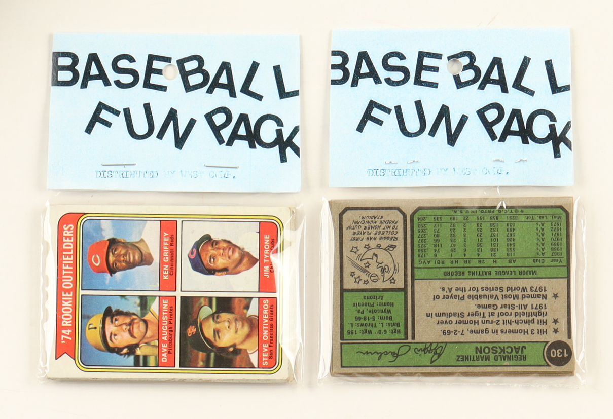 1974 Topps Baseball Cello Fun Pack Vending Box with (20) Packs at PristineAuction.com 1974 Topps Baseball Cello Fun Pack Vending Box with (20) Packs at PristineAuction.com