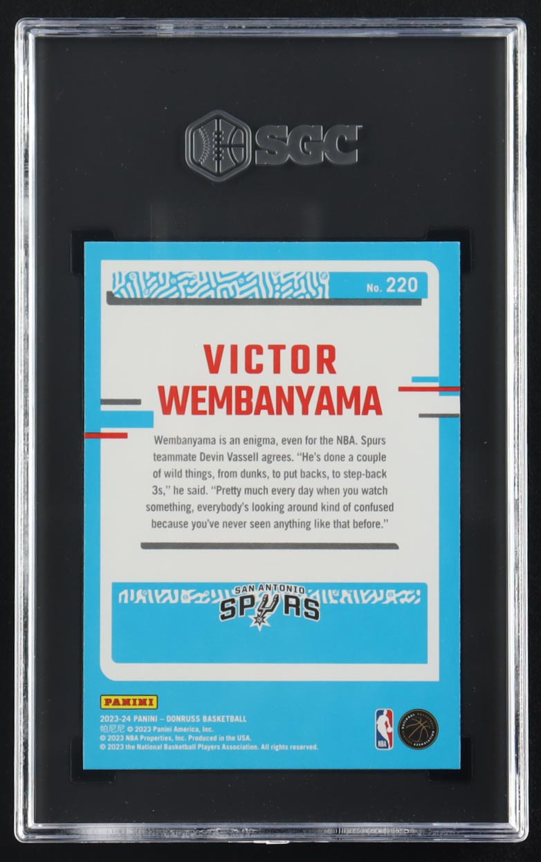 Victor Wembanyama 2023-24 Panini Donruss RR #220 RC (SGC 9.5) at PristineAuction.com Victor Wembanyama 2023-24 Panini Donruss RR #220 RC (SGC 9.5) at PristineAuction.com