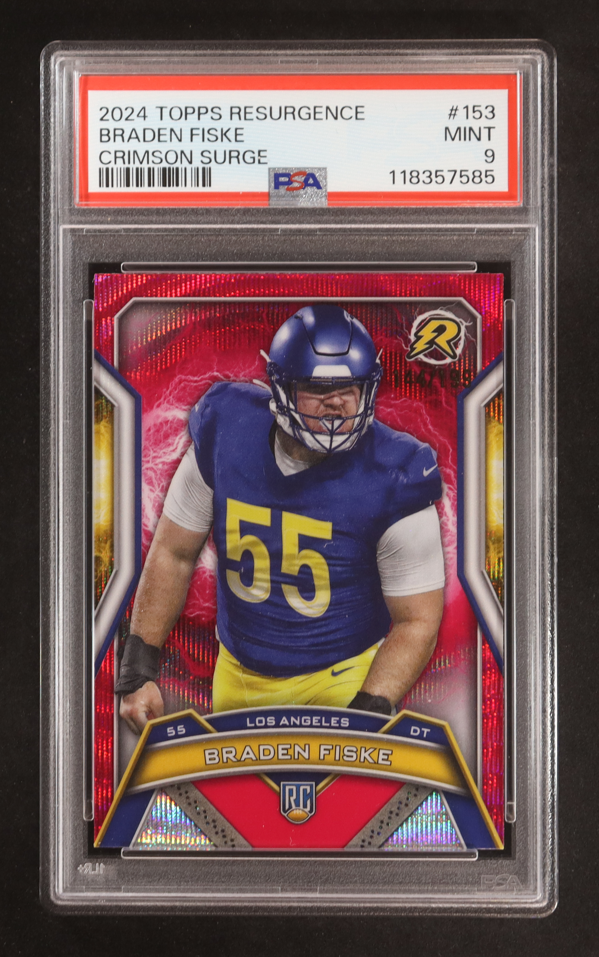 Braden Fiske 2024 Topps Resurgence Crimson Surge #153 RC #144/199 (PSA 9) at PristineAuction.com Braden Fiske 2024 Topps Resurgence Crimson Surge #153 RC #144/199 (PSA 9) at PristineAuction.com