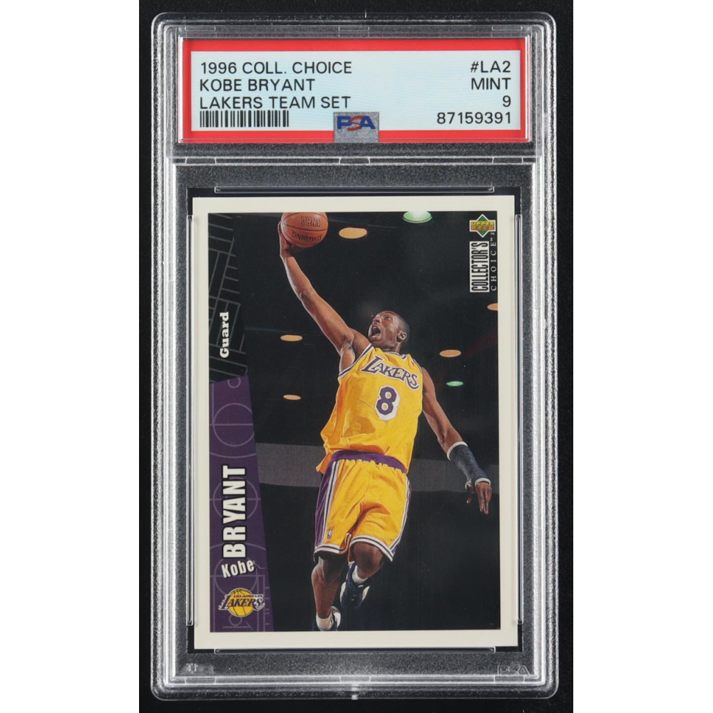 Kobe Bryant 1996 Collector's Choice Lakers Team Set #LA2 RC (PSA 9) at PristineAuction.com