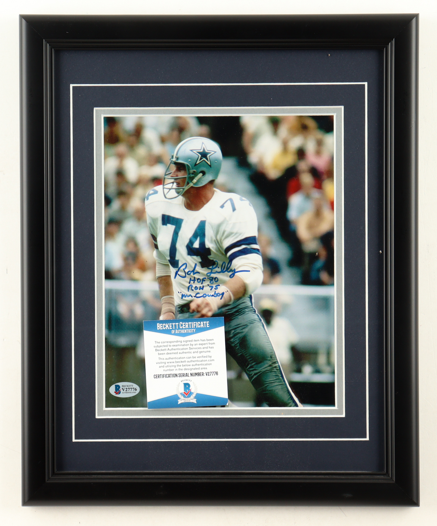 Bob Lilly Signed Custom Framed Photo Display Inscribed "ROH '75", "Mr. Cowboy" & "HOF 80" (Beckett) at PristineAuction.com Bob Lilly Signed Custom Framed Photo Display Inscribed "ROH '75", "Mr. Cowboy" & "HOF 80" (Beckett) at PristineAuction.com